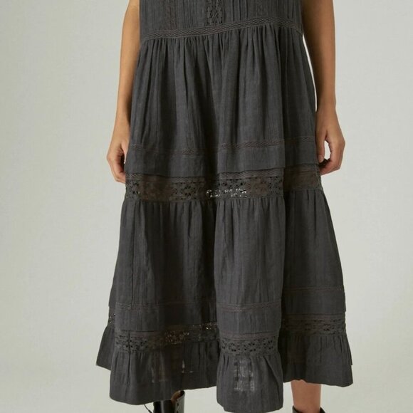 Lucky Brand Tiered Ruffle Maxi Dress   Cotton - Picture 4 of 16